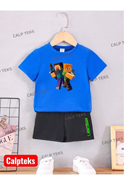 CALP TEKS DVOJNI ZELENI ŠORTS I MAJICA SA TISKOM, GORNJI I DONJI DEO, DEČJI SET