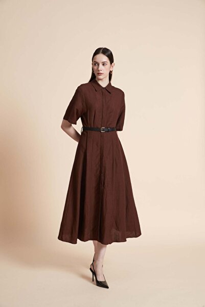 Yola 3/4 sleeve midi dress with waist belt