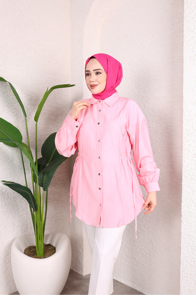 Sfg Life Moda Γυναικείο υφασμάτινο τουνίκ-πουκάμισο φράουλα με κουμπιά μπροστ...