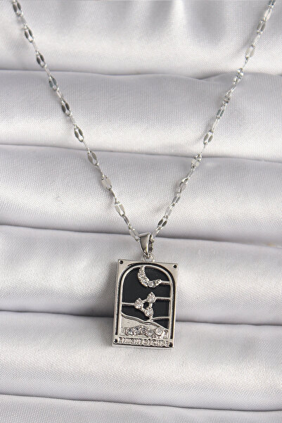 online kapsulavm avm alışveriş 316L Steel Silver Color Zircon Stone Moon Figu...