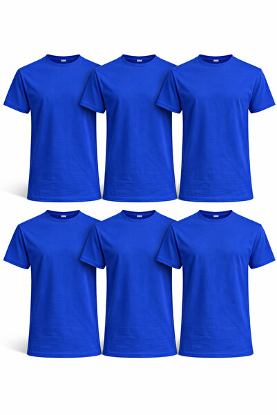 OEM Set 6 Tricouri Albastru Bărbați 100% Bumbac, Tricouri Simple Basic Uni, M...