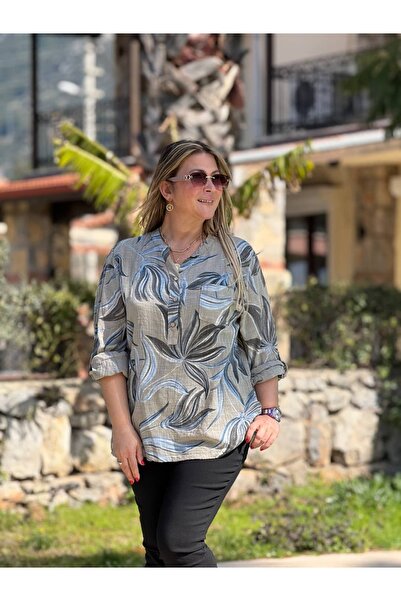 Punta Otantik Yg14080 Italian Three Buttons P Cotton K Linen Blouse Mink