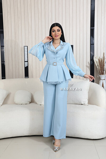 Warazan Formal trouser set with pleated sleeves