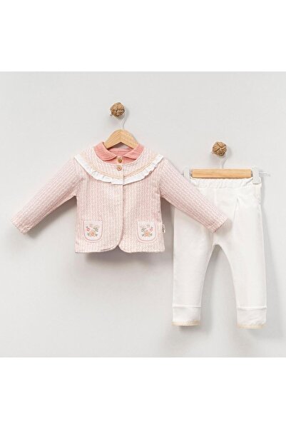Bebly Kids Girl's 3-Piece Set with Houndstooth Jacket and Muslin Fabric