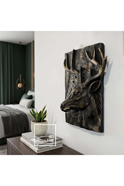 İki Yedi Konsept Kimberley 771 Noble Deer Kabartmalı Geyik Duvar Pano Tablo M...