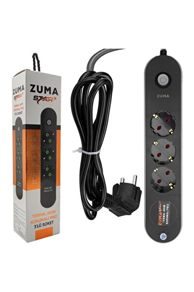 Zuma ZP-303 3lü Akım Korumalı Priz 3 Metre Anahtarlı