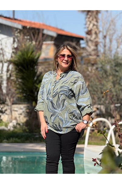 Punta Otantik Yg14080 Italian Three Button P Cotton K Linen Bluz Haki