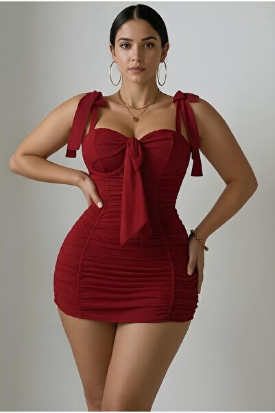 Corradeo Giyim Proziran Til Na vezivanje Mini Club večernja haljina