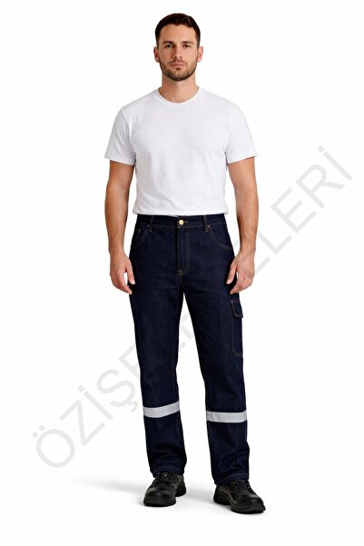 MODA Likralı Kot İş Pantolonu Reflektörlü, Çok Cepli, Dayanıklı İşçi Pantolonu