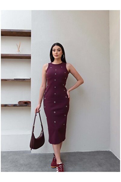 ESRAHELVACI Midi haljina bez rukava sa detaljima u vidu ušica