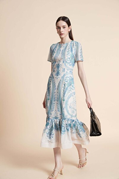Yola Short-sleeve patterned midi dress