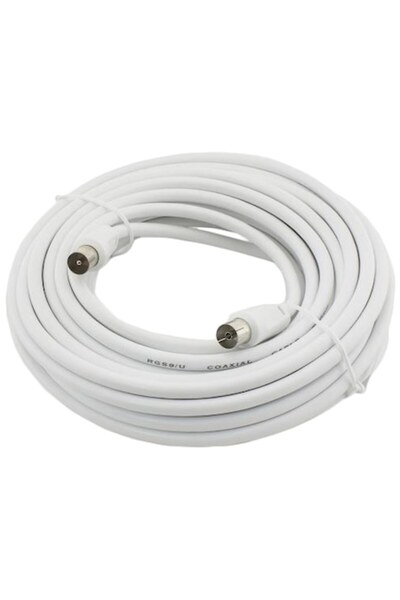 SBOX TV Antenna Cable, RF-10, Coaxial, Male-Female, 75 Ohm, 10 Meters, White