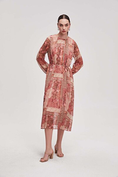 Livia Long-sleeve patterned midi dress