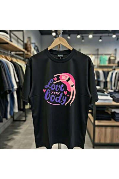 playwear تي شيرت Love Body Gym مطبوع 100% قطن ذو قصة عادية وياقة دائرية