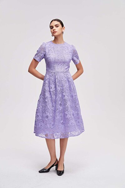 Livia فستان ميدي بنصف كم وقصة واسعة من الأسفل