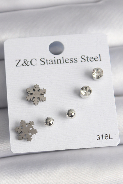 online kapsulavm avm alışveriş 316L Steel Silver Color Zircon Stone Snowflake...