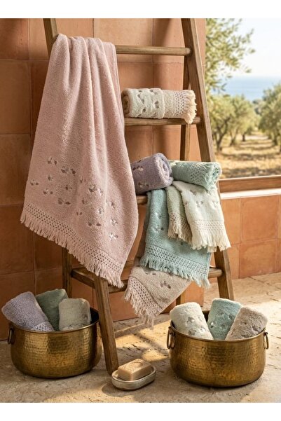 Durul Arguvan Mother and Daughter Towel Set 12 Pieces (6 Pieces 50*90 + 6 Pie...