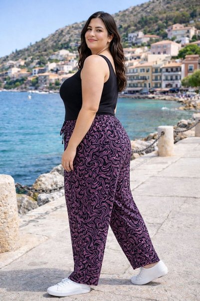 THEBEK Women's Viscose Pocketless Battal - Regular - Pants Relaxed Fit Plus Size
