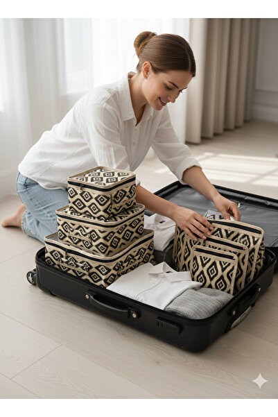 MorBebe KSNUMKS-Komad Bež Kofer Organizator I U-Kofer Organizator Set I Putna...