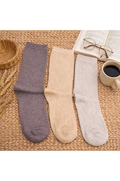 Moonrise Socks Soket Çorap Düz 12 Çift (4 adet Kahve - 4 adet Bej - 4 adet Ku...