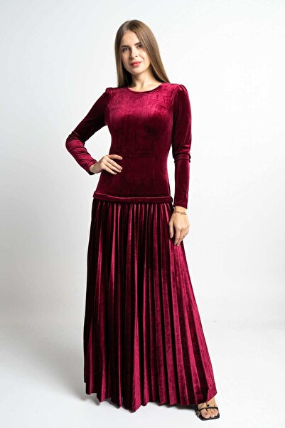 Nichii Women's long-sleeve plain high-waist maxi dress