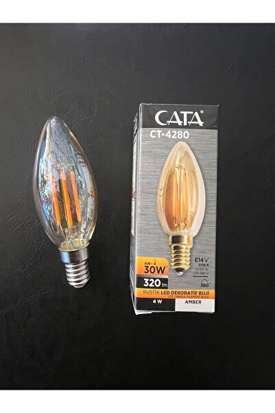 Cata 4 WATT AMBER IŞIK 2700 KELVİN AMBER CAM 320 LÜMEN C35 BUJİ E-14 LED AMPÜL
