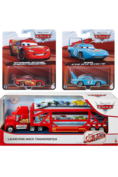 CARS Mack Transporter Tır Araç Taşıma Ve Random 2 Adet 1:55 Ölçek Araba McQue...