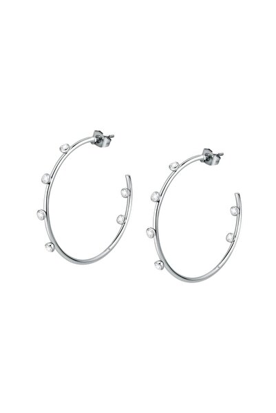 MORELLATO CREOLE earrings, silver stainless steel, crystals, earring size 4.7...