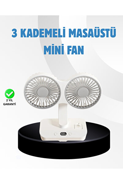 Genel Markalar Sessiz Çalışan USB Şarjlı Çift Kafalı Masaüstü Fan – Ev ve Ofi...