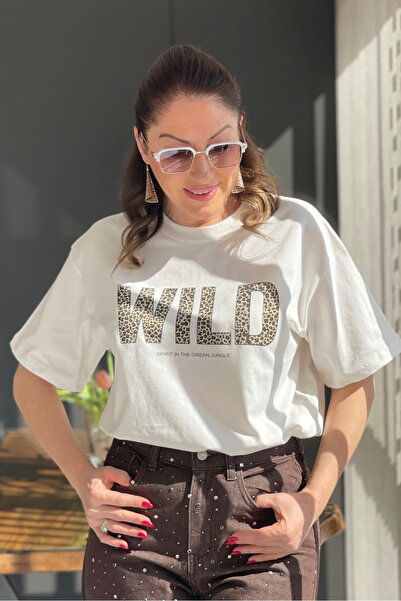 MİSLİNA BUTİK Leo Yazı Baskı T-shirt