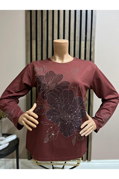 AKMAVİ Women's Middle Age and Above Large Rose Patterned Stone Mother Combed ...