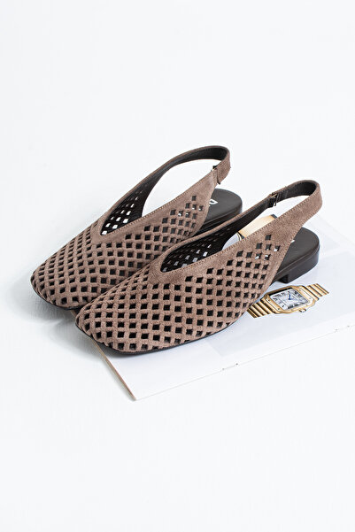 DUXAL SHOES Flavia Genuine Leather Laser Cut Knitted Patterned Slingback Wome...