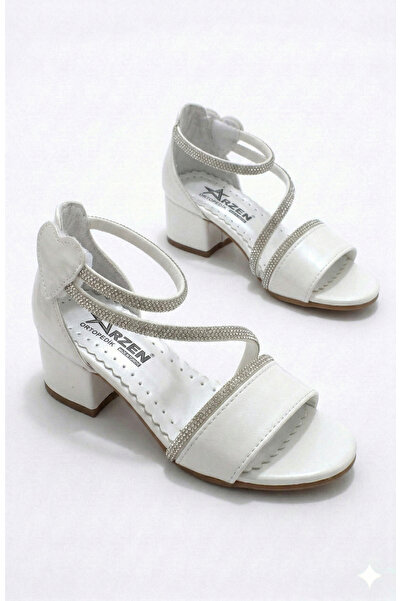 ORELİON Дамски сандали с дебел ток, украсени с камъни, с каишка около глезена...