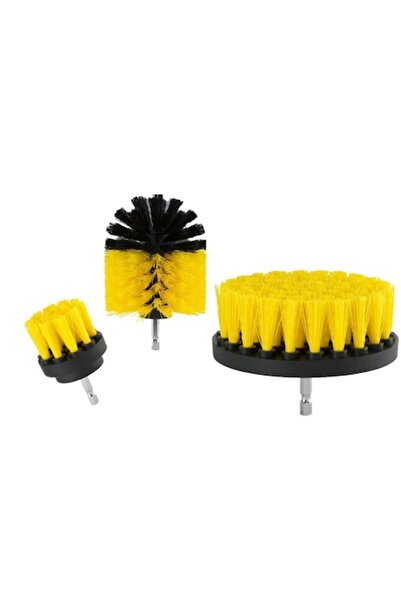 AEWOYAD Set de 3 perii de curățare cu adaptor pentru burghiu, galben/negru