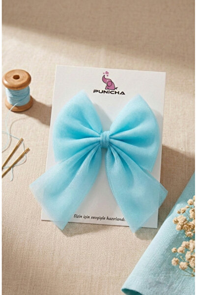 punicha White Tulle Bow Girl's Clip Buckle