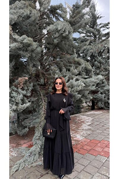 Puane FIRFIR KOLLU KUŞAKLI TÜL ELBİSE