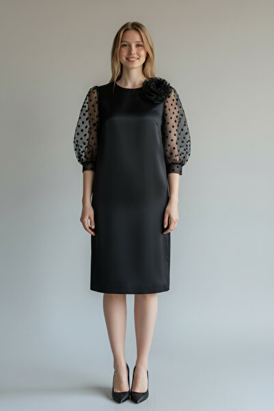 Cybele CHARLOTTE dress by Cybele, knee-length, 3/4 sleeve, pearl taffeta, lin...