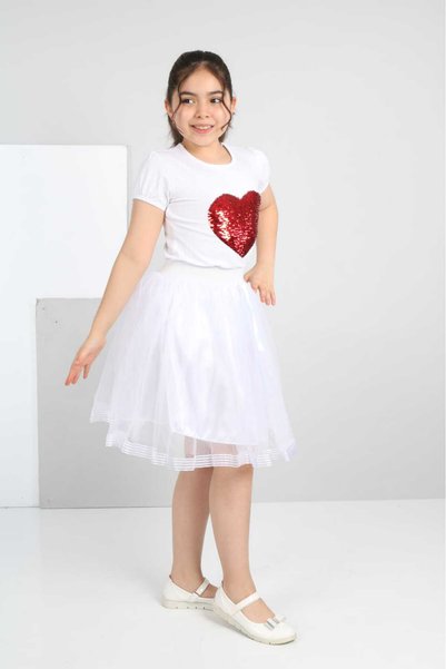 SEVİL GÖSTERİ & OKUL KIYAFETLERİ 23 April Show Outfit Girls' Skirted T-Shirt Set