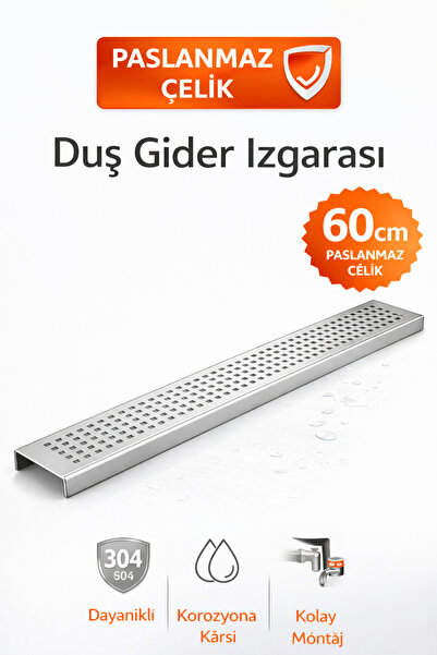 DESIPHON 60 cm Lineer Duş Gider Izgarası 304 Paslanmaz Çelik 5 cm Genişlik Üs...