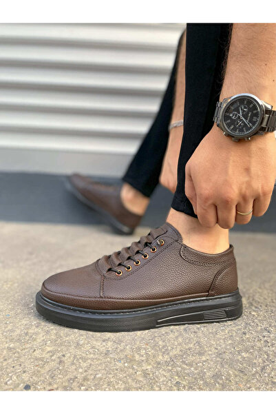 pabucmarketi Brown (Black Sole) Men's Casual Shoes with Rubber Laces