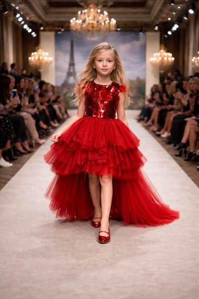 Lindissima Isıltılı Payetli Kuyruklu Kız Çoçuk Abiye Elbise, Doğum günü, Özel...