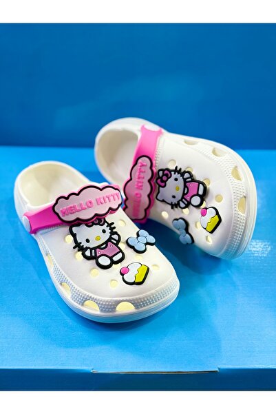 ÇOCUKÇA MODA Kız Çocuk Kaymaz Tabanlı Hello Kitty figürlü Terlik Havuz Plaj S...