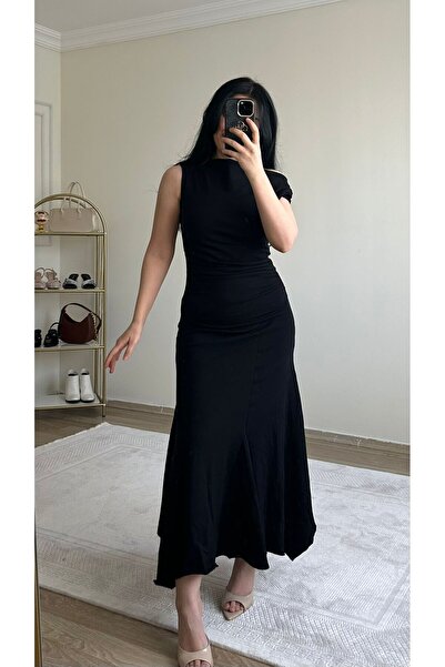 YELZEY BUTİK Low Shoulder Asymmetric Dress