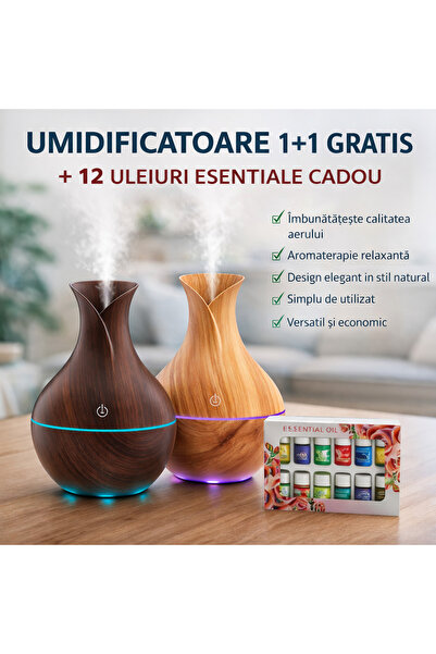 NO NAME Package 1+1 Ultrasonic LED Aromatherapy Diffuser 130ml + 24 Gift Esse...