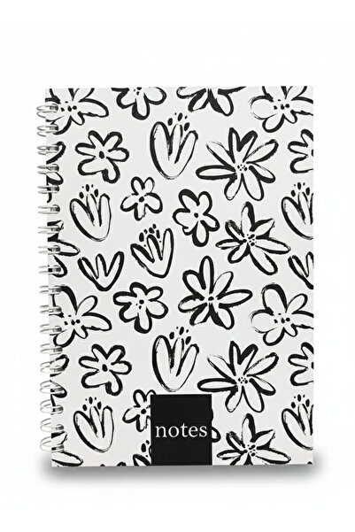 Lizy Black and White Spiral Notebook - Striped 120 Sheets - 17X24Cm