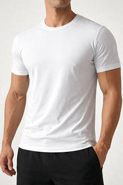 B&H COLLECTİON Men's Basic Crew Neck Combed Cotton T-Shirt