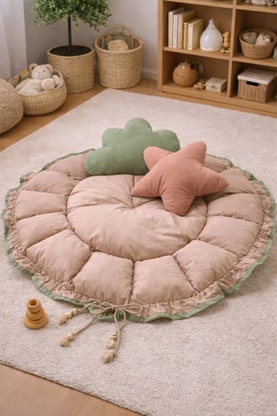 AREN HOME BABY Çift taraflı, Yuvarlak Babynest Bebek Oyun Yatağı, Bebek Oyun ...