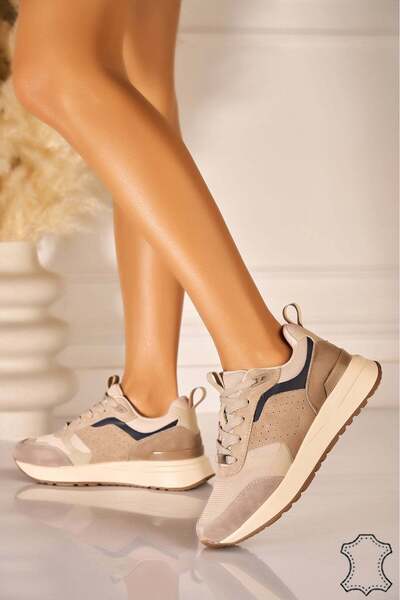 Joana Μπεζ Σουέτ Δερμάτινο Αθλητικό παπούτσι Myani μέγεθος 36