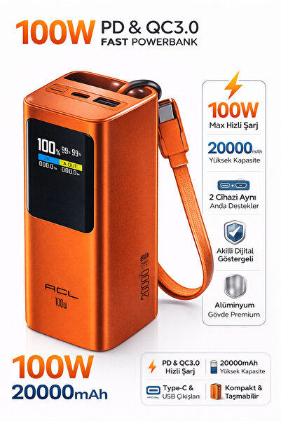 MO DOU 100W PD Hızlı Şarj Powerbank 20.000mAh – Type-C Laptop Destekli Taşına...