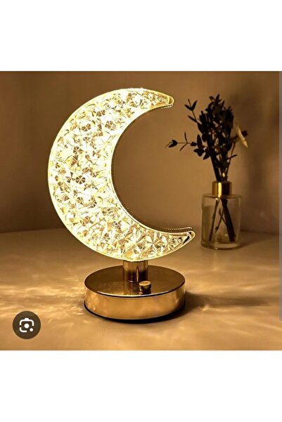 Generic Crystal Crescent Moon Table Lamp – 3 Light Modes (Cold, Natural, Warm)